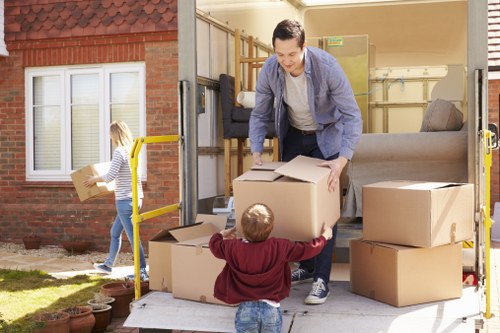 Staff and customers following health and safety practices in a self storage facility