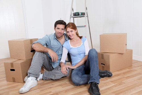 IT equipment and office supplies being packed for office removals in Battersea
